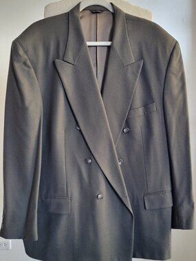 Vintage Dolfino Uomo Moda Italia Double Breasted Gray Blazer Jacket